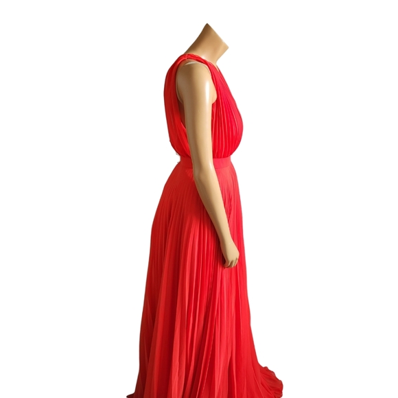 Pleated Red Maxi Dress Size 6 - Picture 2 of 4